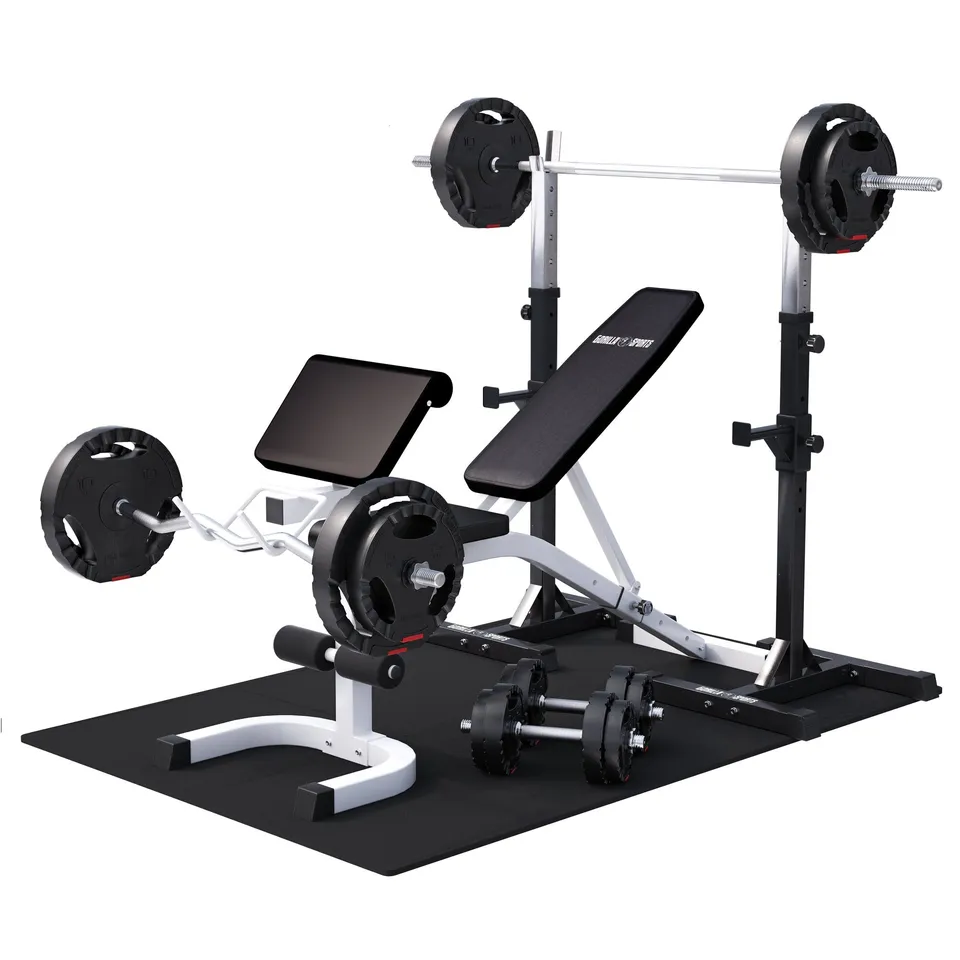 gyronetics-e-series-schr-gbank-squat-rack-langhantel-set-75-kg image 1