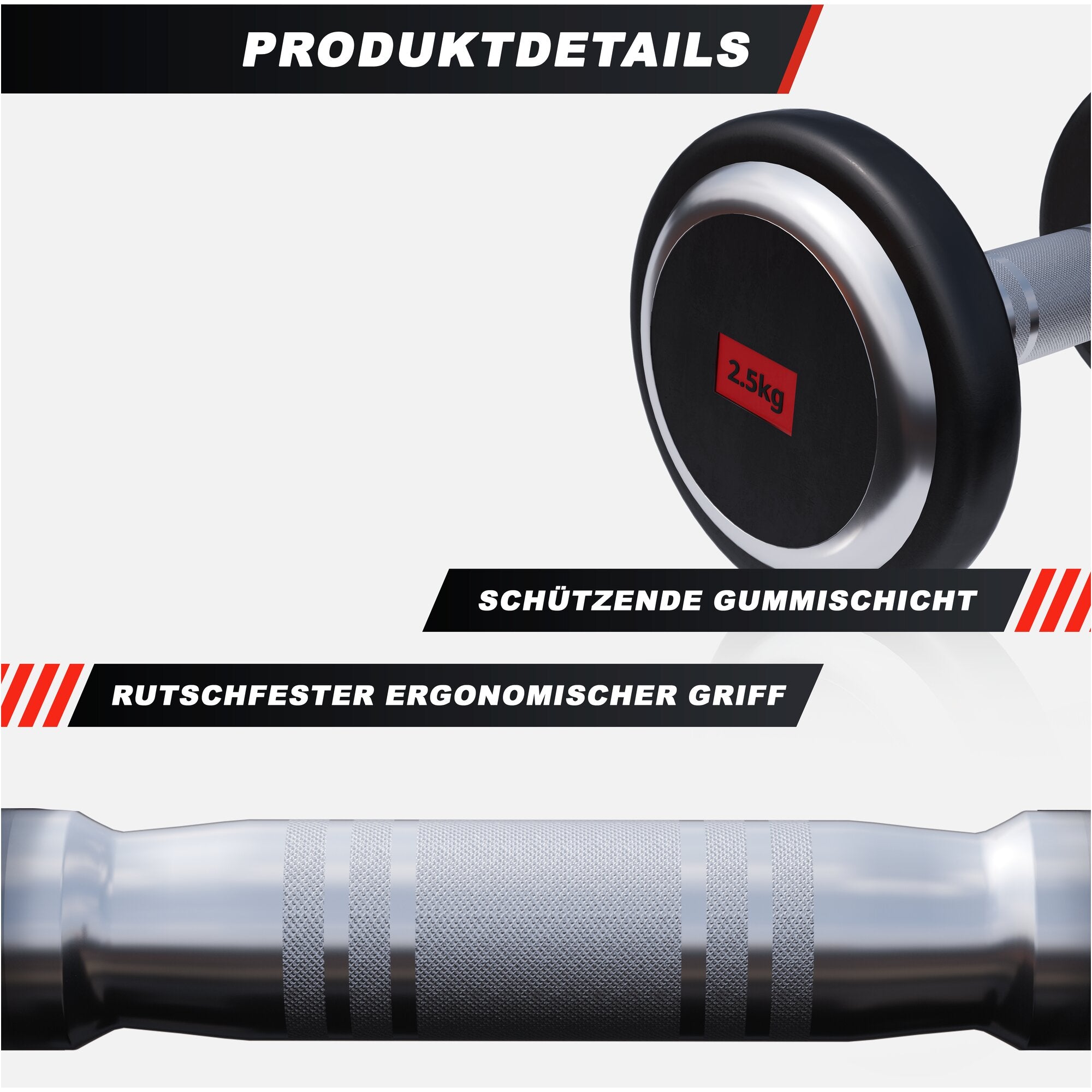 gyronetics-e-series-kurzhantel-gummi-pro-2-5-kg-gusseisen image 6