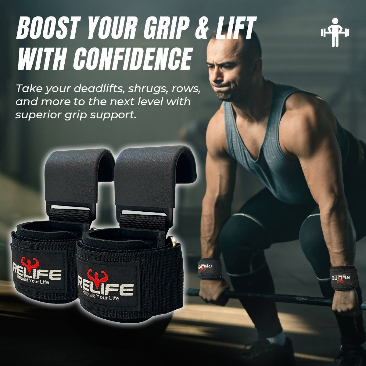relife-dumbbell-zughaken-griffhilfen-paar-schwarz image 3