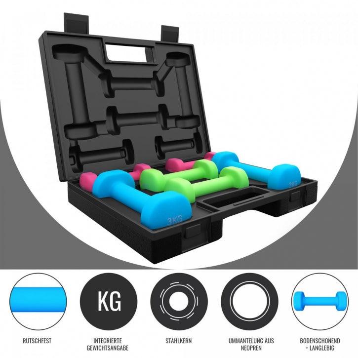 gyronetics-e-series-kurzhantel-set-12-kg-neopren-mit-koffer image 3