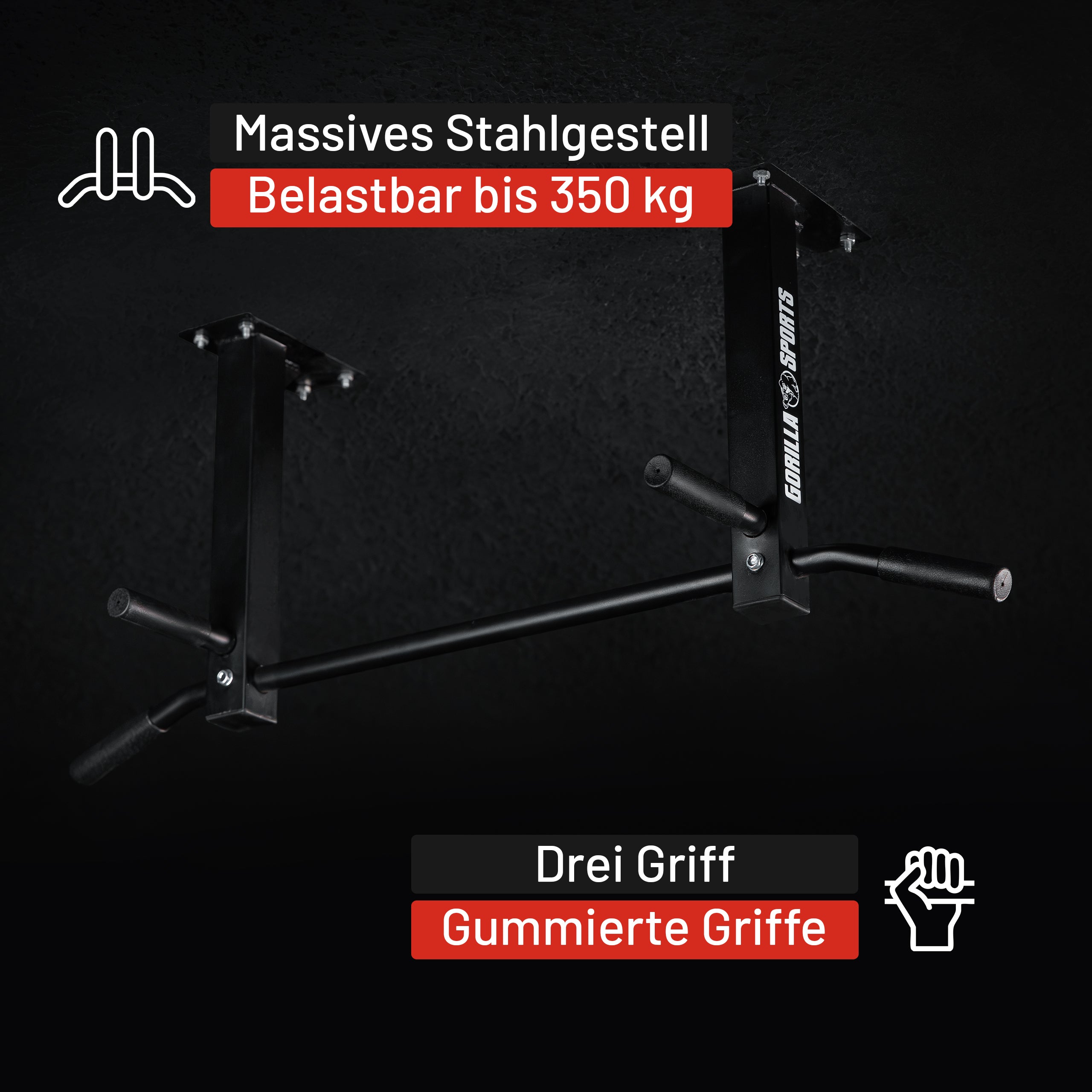 gyronetics-e-series-klimmzugstange-decke-schwarz-stahl-350-kg image 5