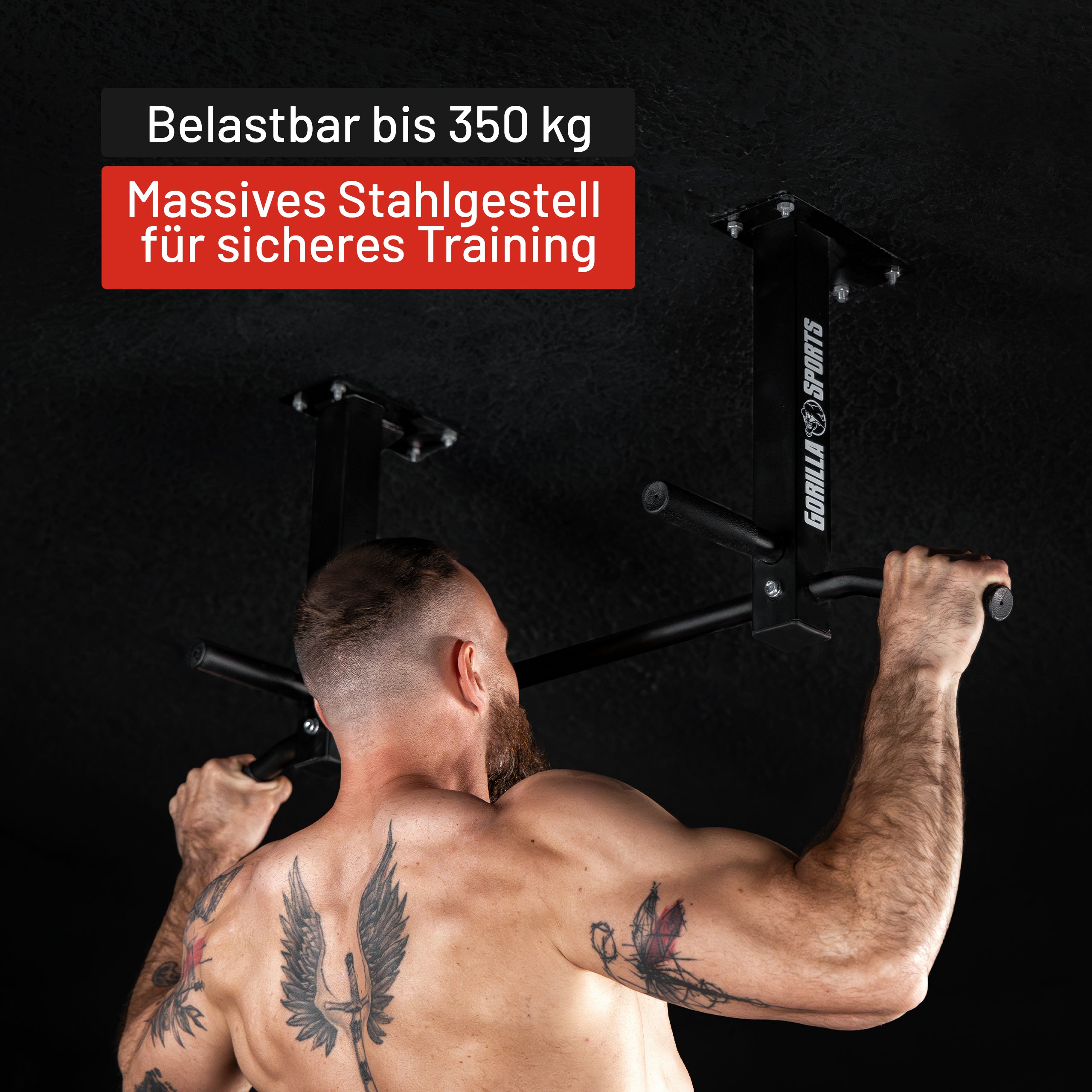 gyronetics-e-series-klimmzugstange-decke-schwarz-stahl-350-kg image 7