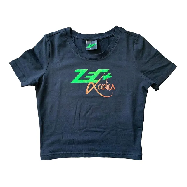 zec-ladies-glitter-shirt-damen-t-shirt-schwarz-bauchfrei image 1