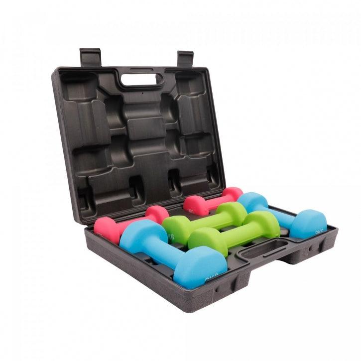 gyronetics-e-series-kurzhantel-set-12-kg-neopren-mit-koffer image 1