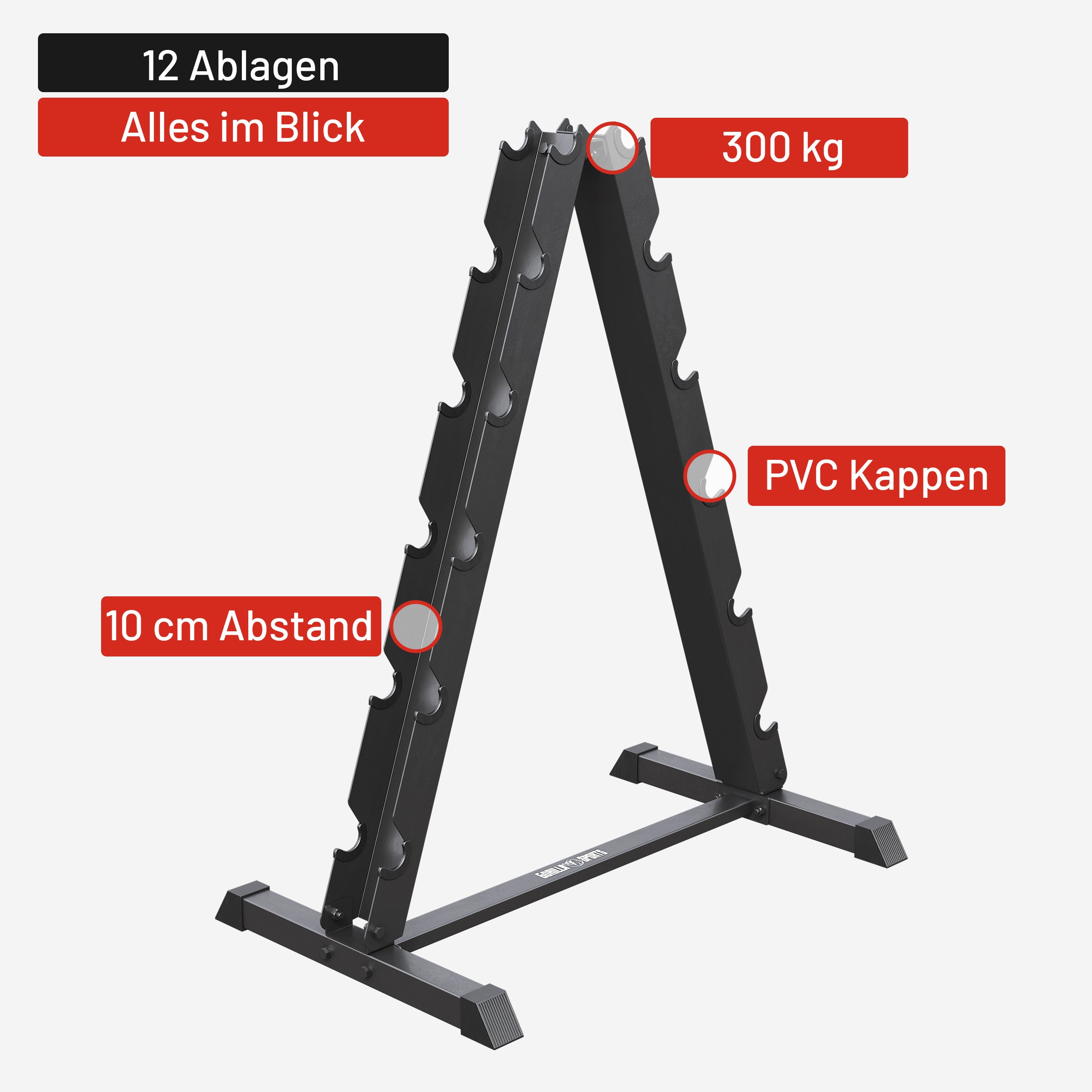 gyronetics-e-series-kurzhantelst-nder-schwarz-300-kg-12-ablagen image 5