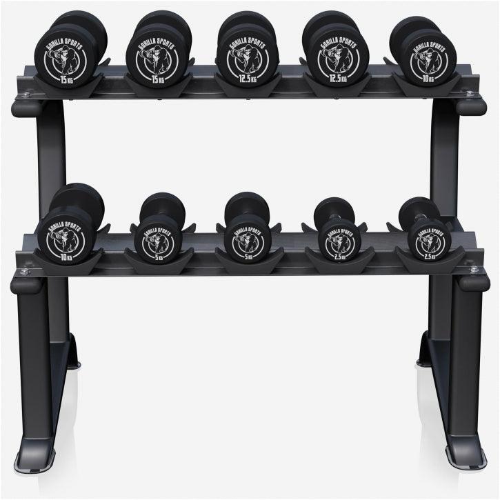gyronetics-e-series-kurzhantel-set-gummi-90-kg-mit-ablage image 7
