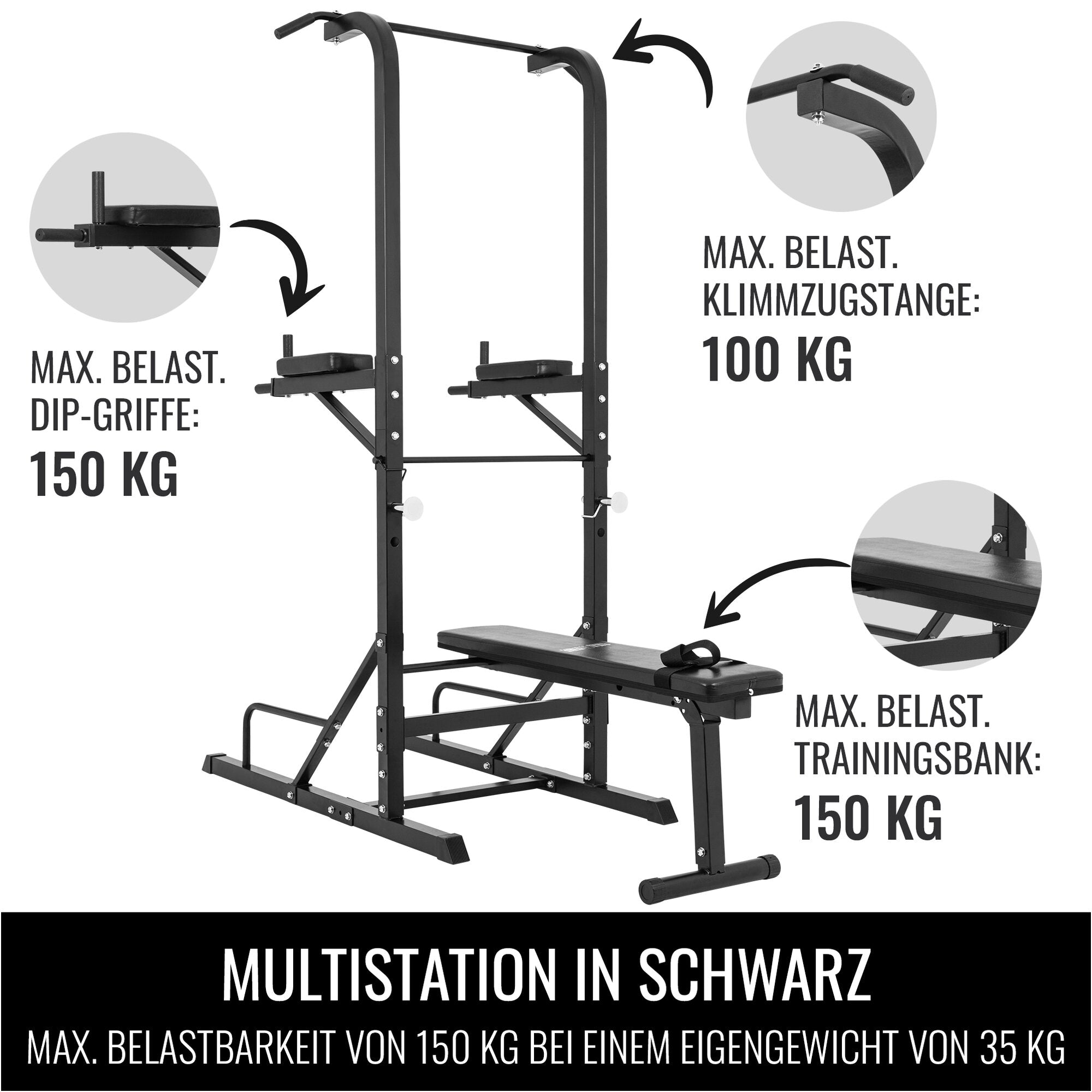 gyronetics-dip-station-mit-klimmzugstange-und-hantelbank-schwarz image 4
