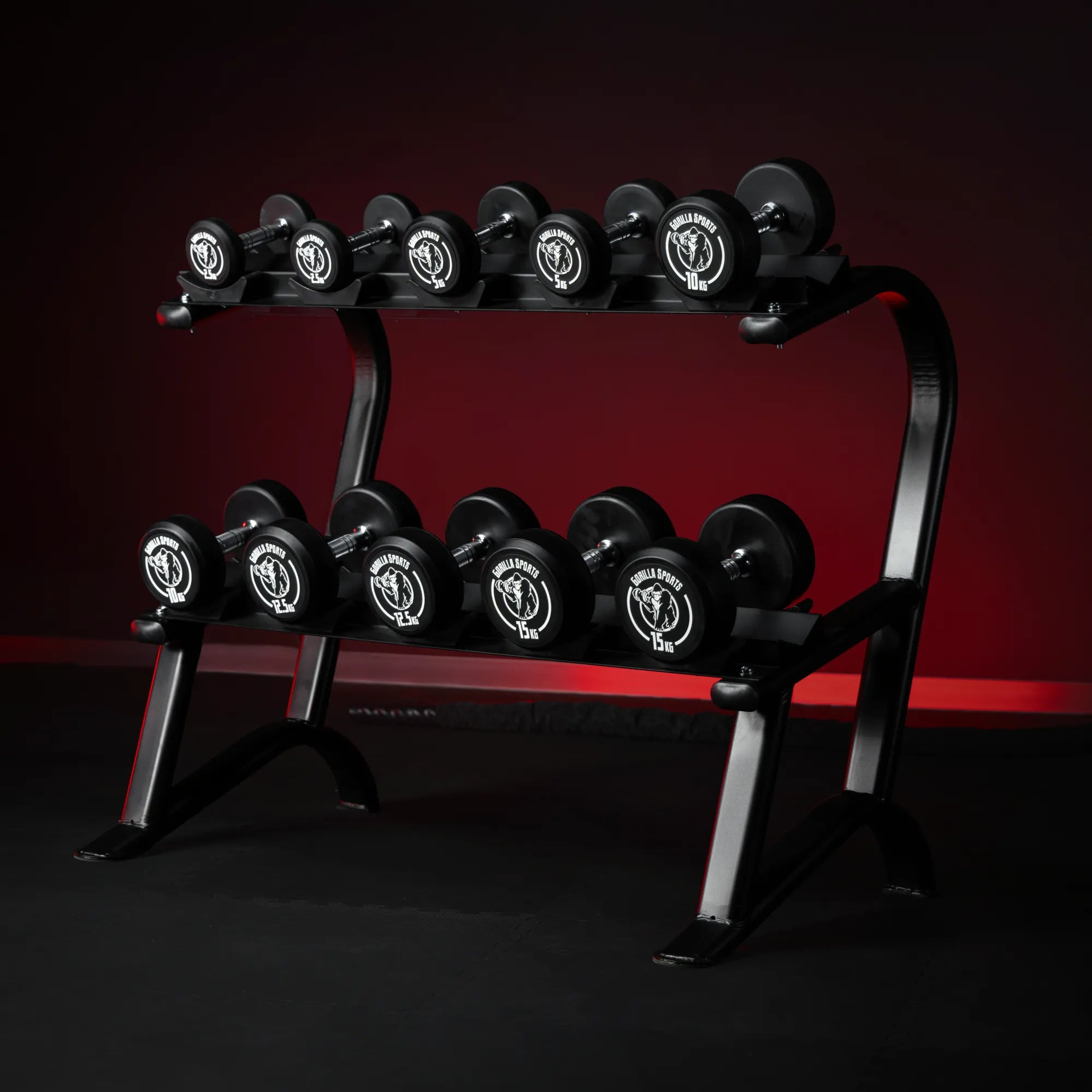 gyronetics-e-series-kurzhantel-set-gummi-90-kg-mit-ablage image 2