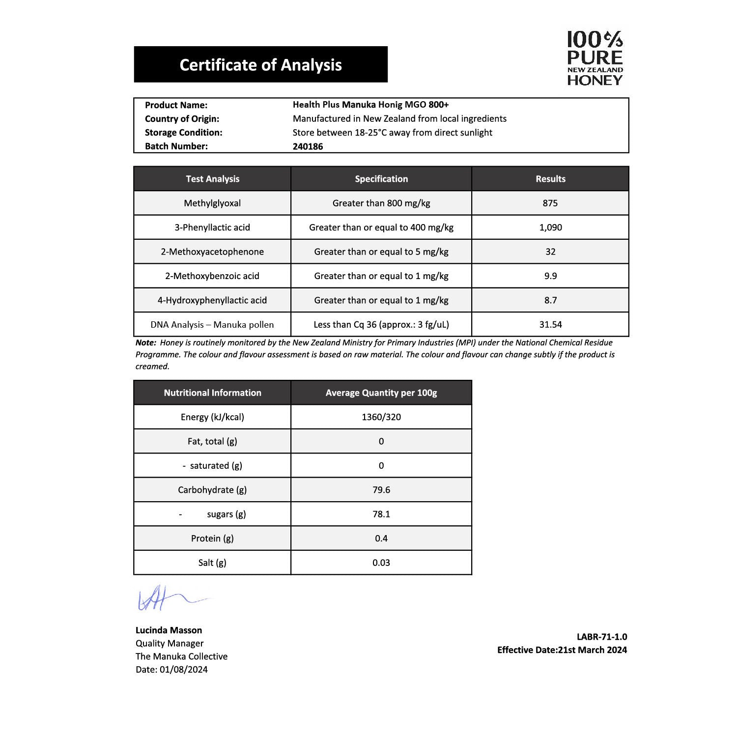 zec-plus-health-manuka-honig-250g-mgo-800-neuseeland image 3