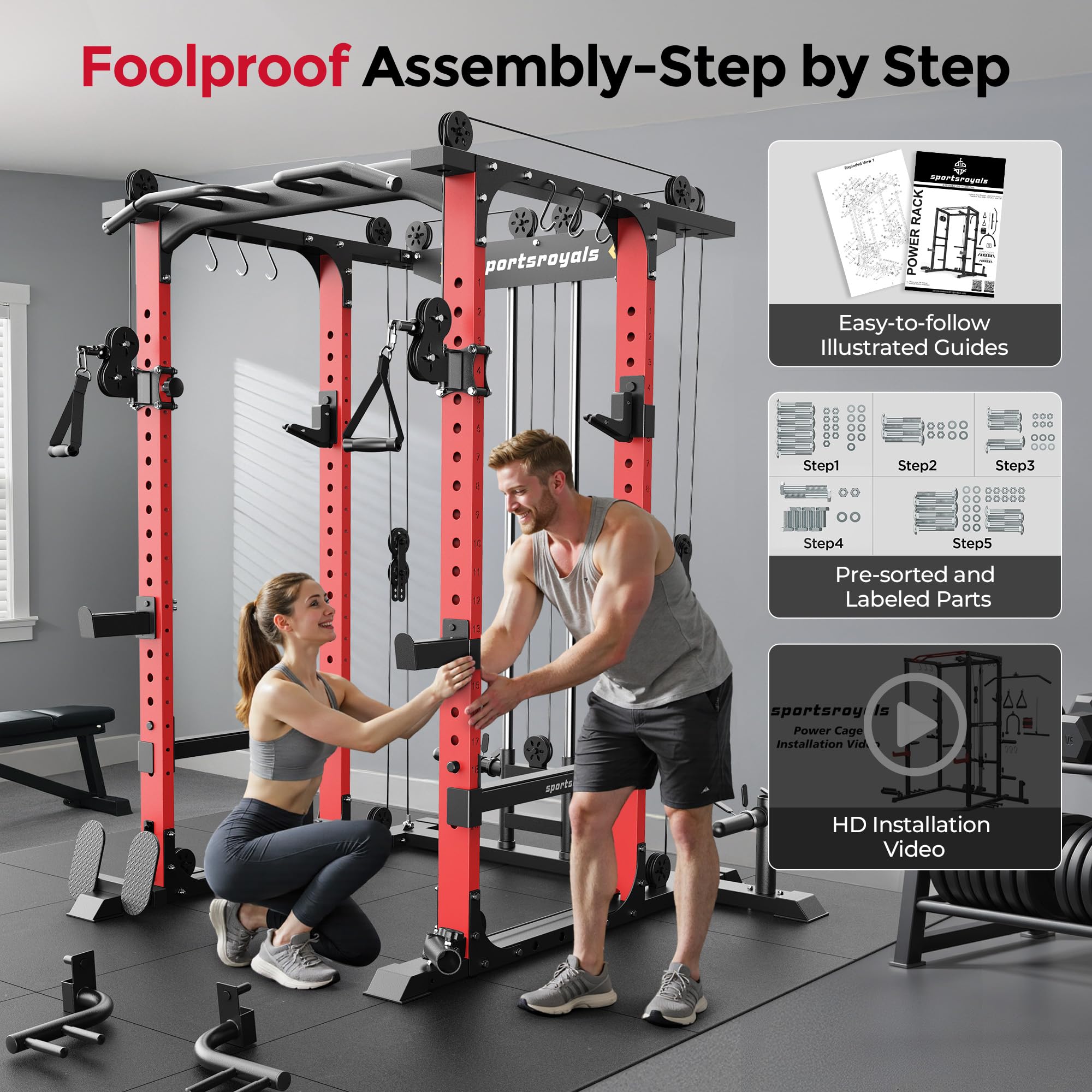 sportsroyals-power-cages-power-rack-kabel-crossover-rot image 7