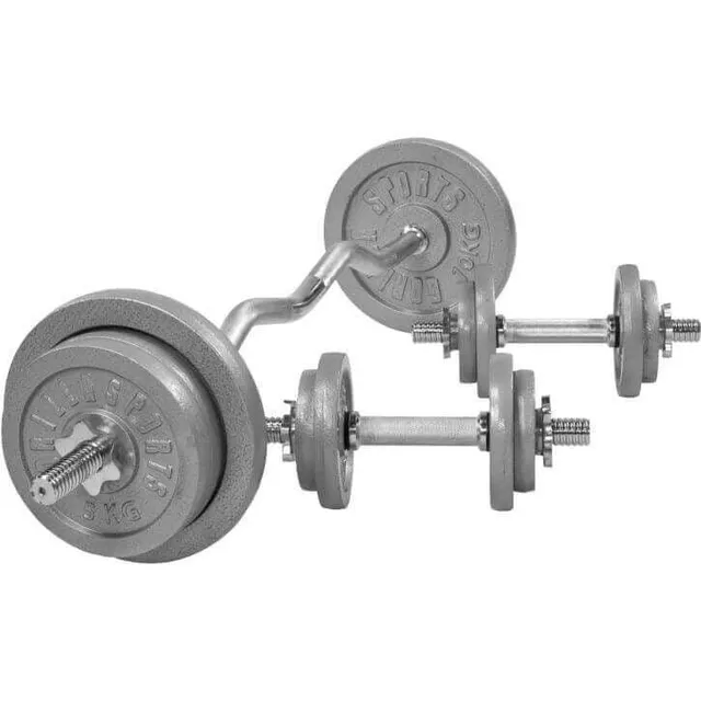 gyronetics-e-series-sz-curlset-gusseisen-70-kg-hantelset-silber image 1