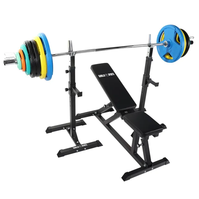 gyronetics-e-series-schr-gbank-hantelbank-mit-langhantelset-150-kg image 1