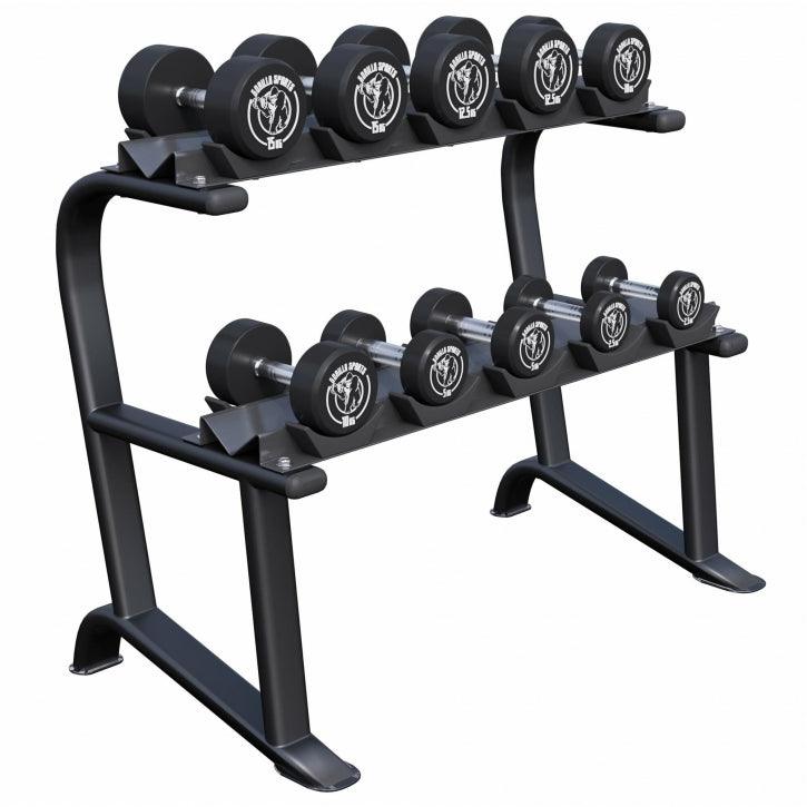 gyronetics-e-series-kurzhantel-set-gummi-90-kg-mit-ablage image 1