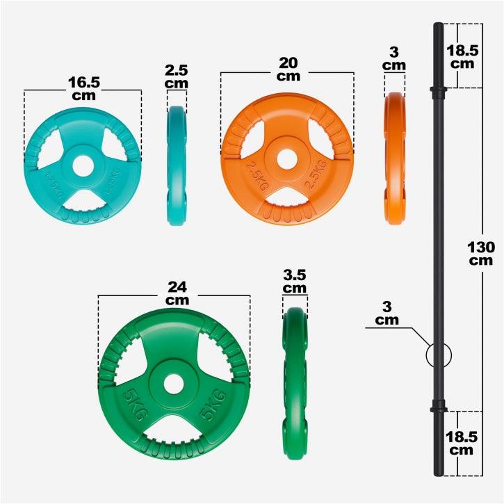 gyronetics-e-series-langhantel-set-aerobic-gummi-19-5-kg-schwarz image 4