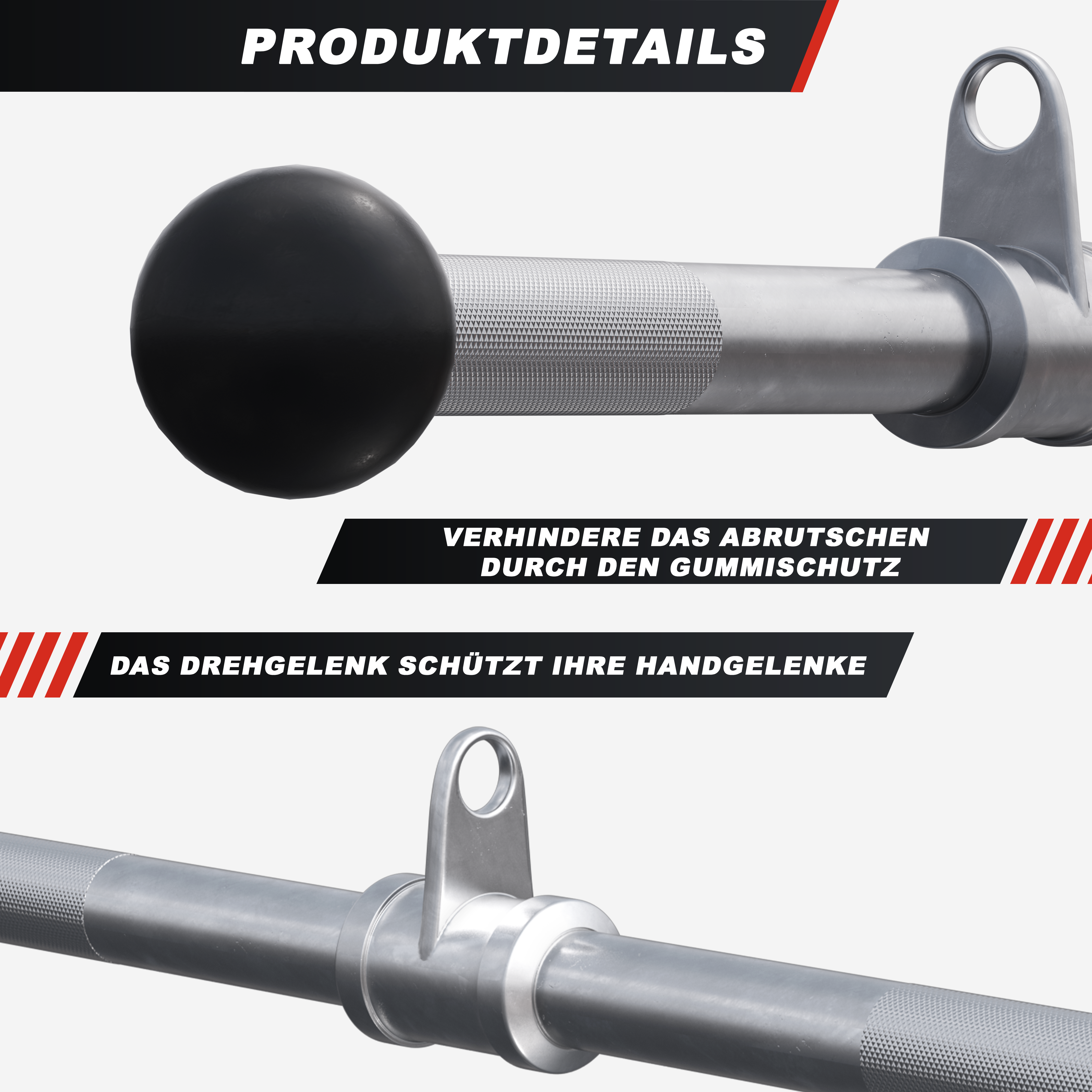 gyronetics-e-series-trizeps-bizepsstange-chrom-gummi-200-kg image 3