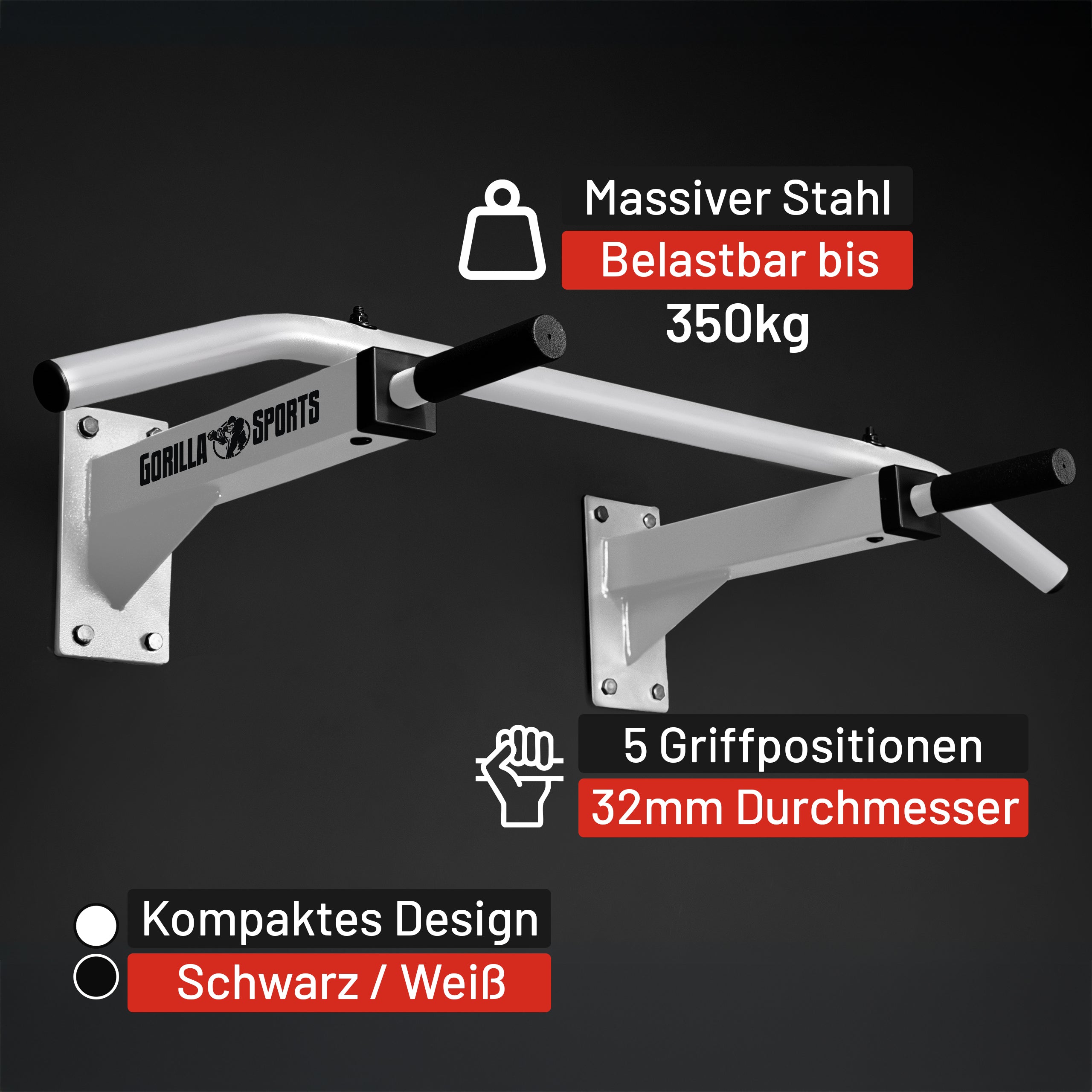 gyronetics-e-series-klimmzugstange-wand-schwarz-350-kg-stahl image 6