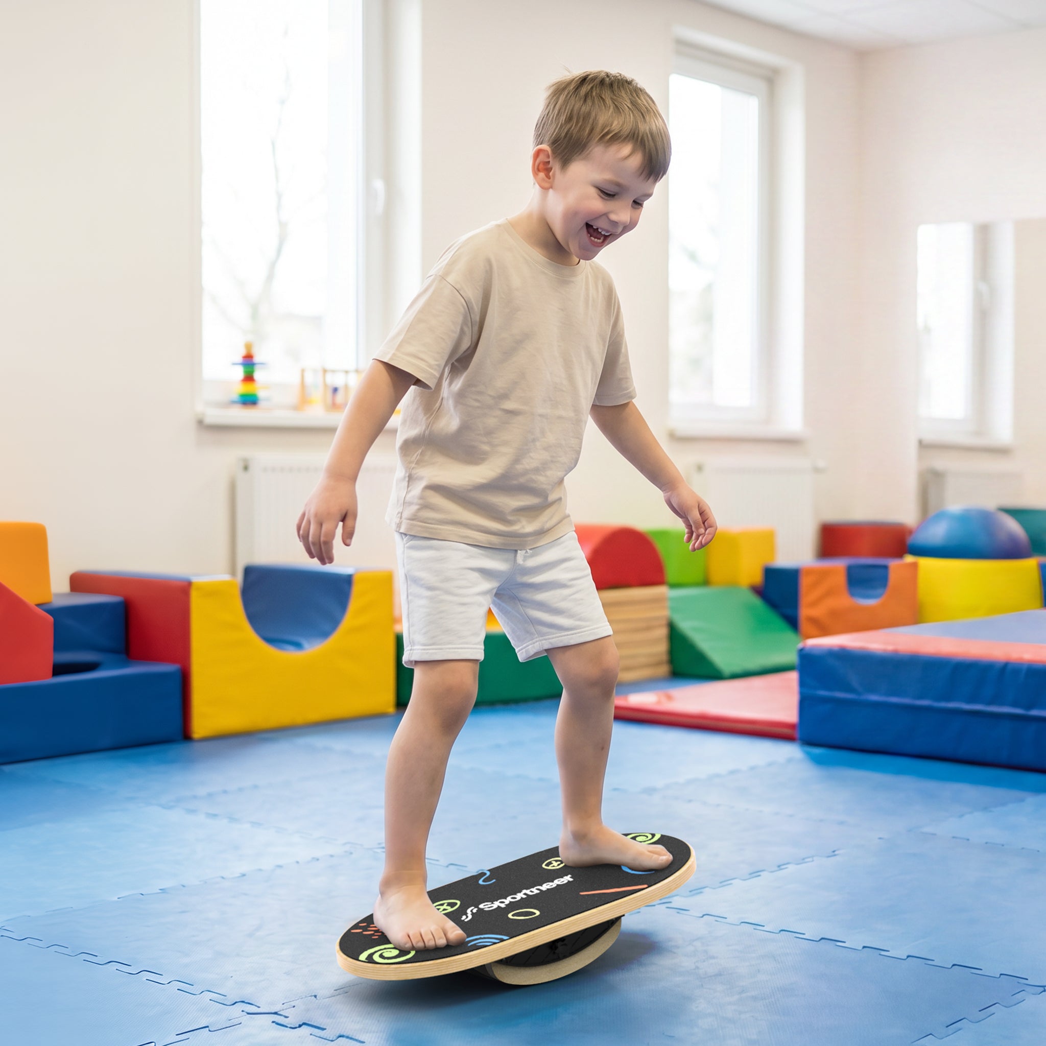 sportneer-balance-core-training-balance-board-kinder-doodle-holz image 7