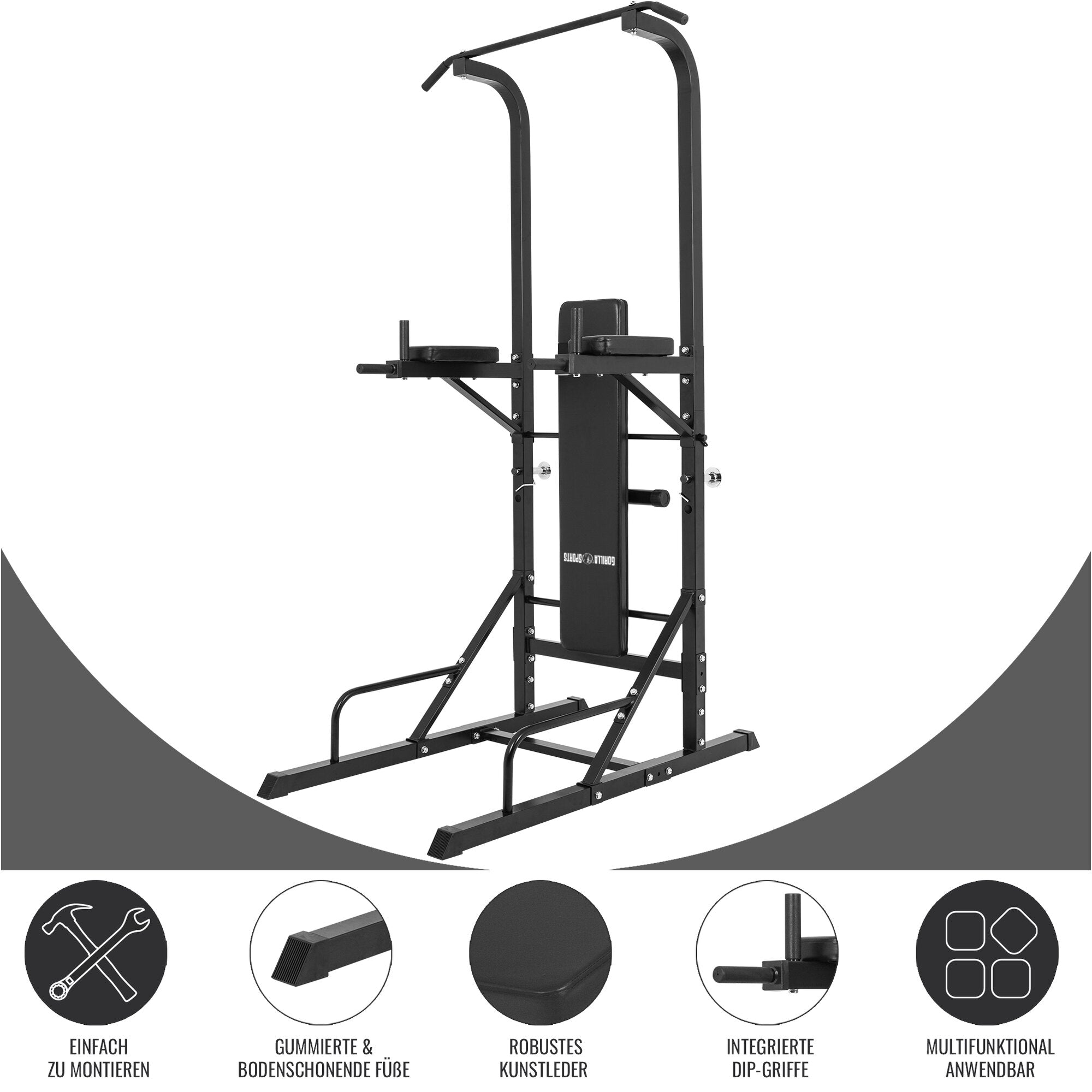 gyronetics-dip-station-mit-klimmzugstange-und-hantelbank-schwarz image 3