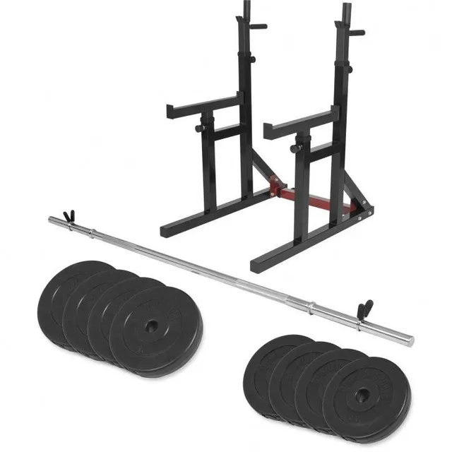 gorilla-sports-e-series-squat-rack-langhantel-set-40-kg-verstellbar image 1