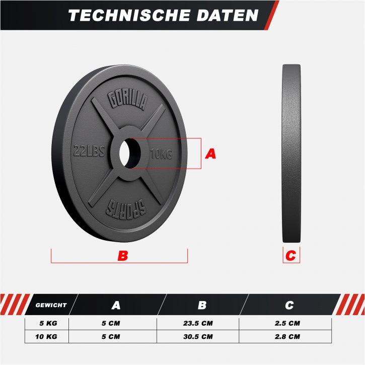 gyronetics-e-series-hantelscheibe-gusseisen-olympia-10-kg-schwarz image 7