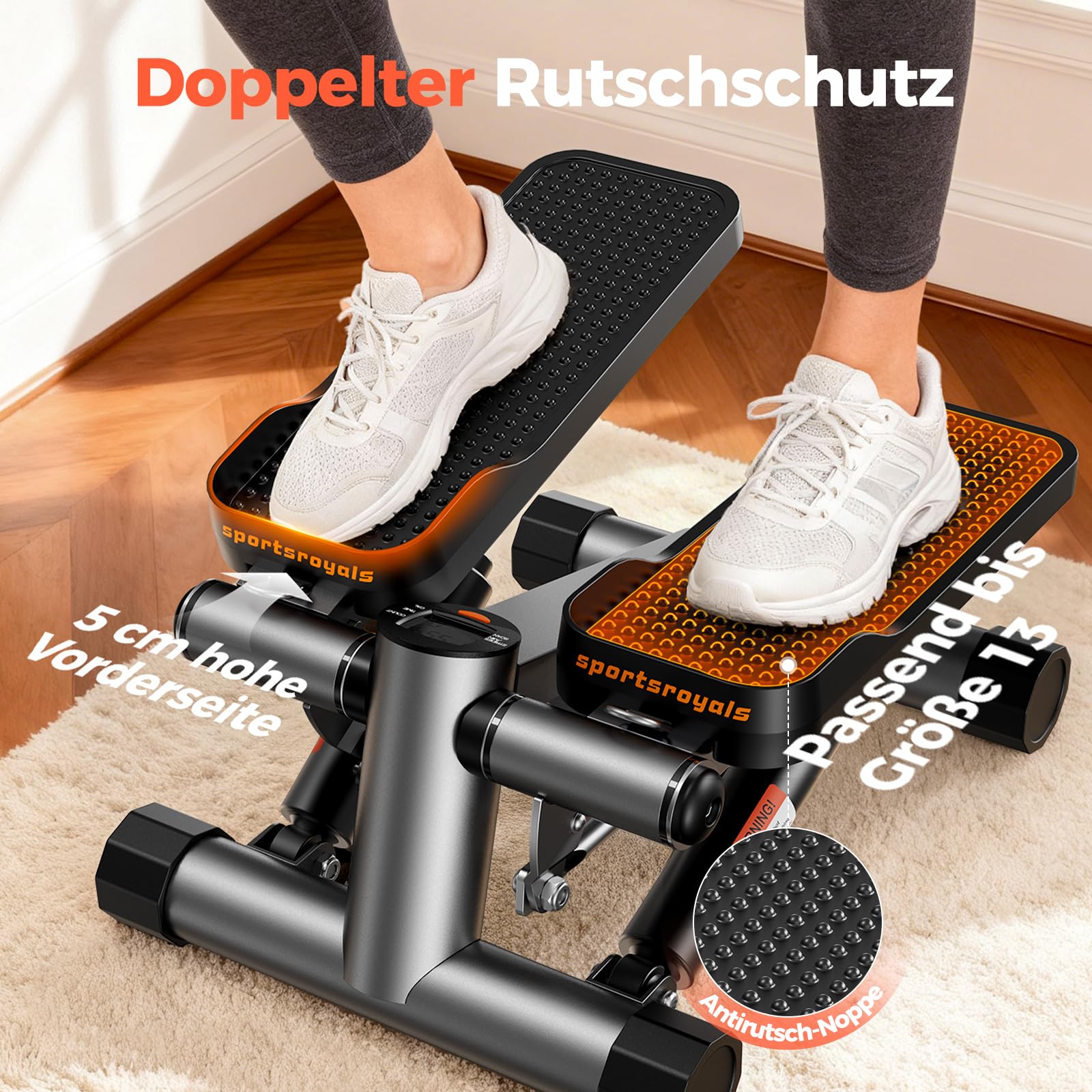 sportsroyals-stair-stepper-mini-stepper-schwarz-mit-b-ndern image 3
