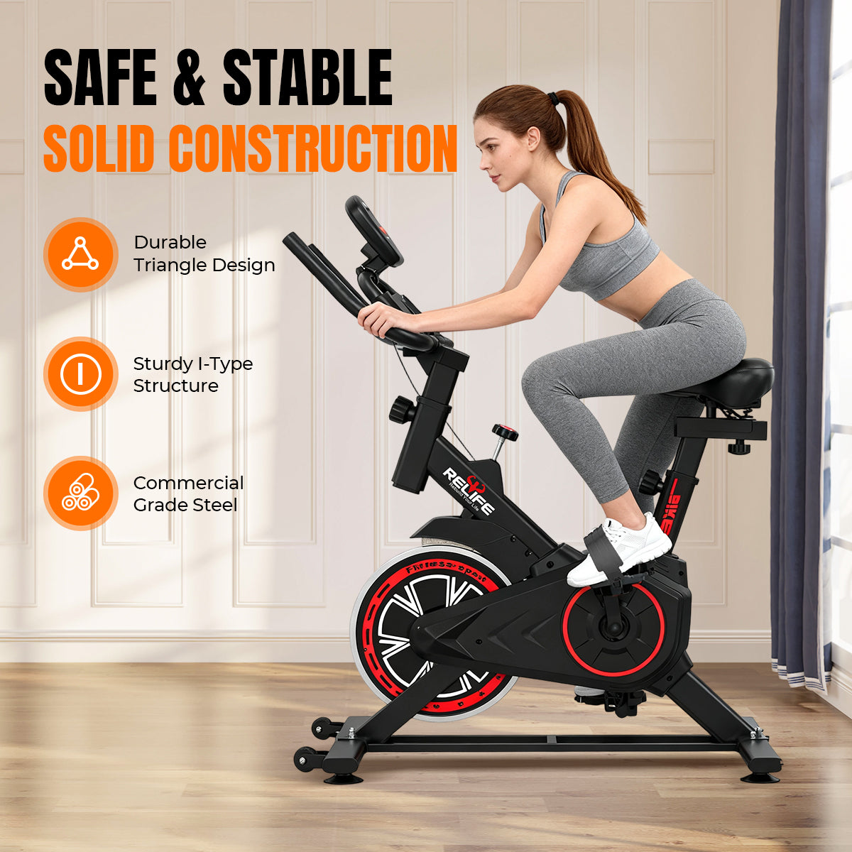 relife-exercise-bike-indoor-bike-heimtrainer-mit-riemenantrieb image 2