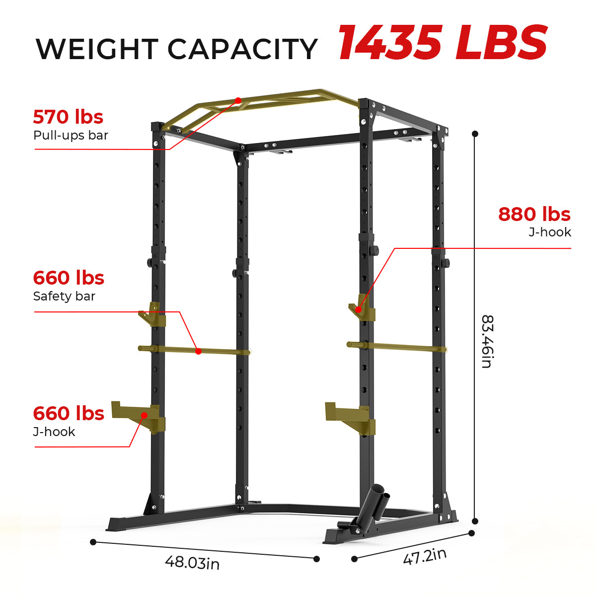 relife-power-tower-power-rack-mit-j-hooks-landmine image 3
