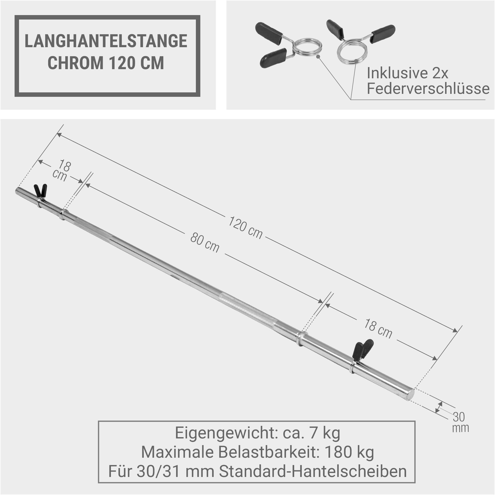 gyronetics-e-series-langhantel-120-cm-chrom-mit-federverschluss image 5