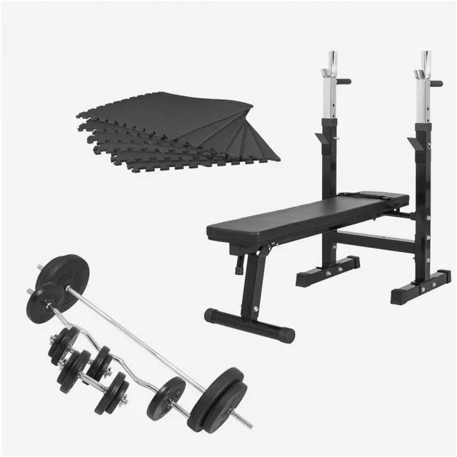 gyronetics-e-series-hantelbank-mit-ablage-komplettset-100-kg-schwarz image 1