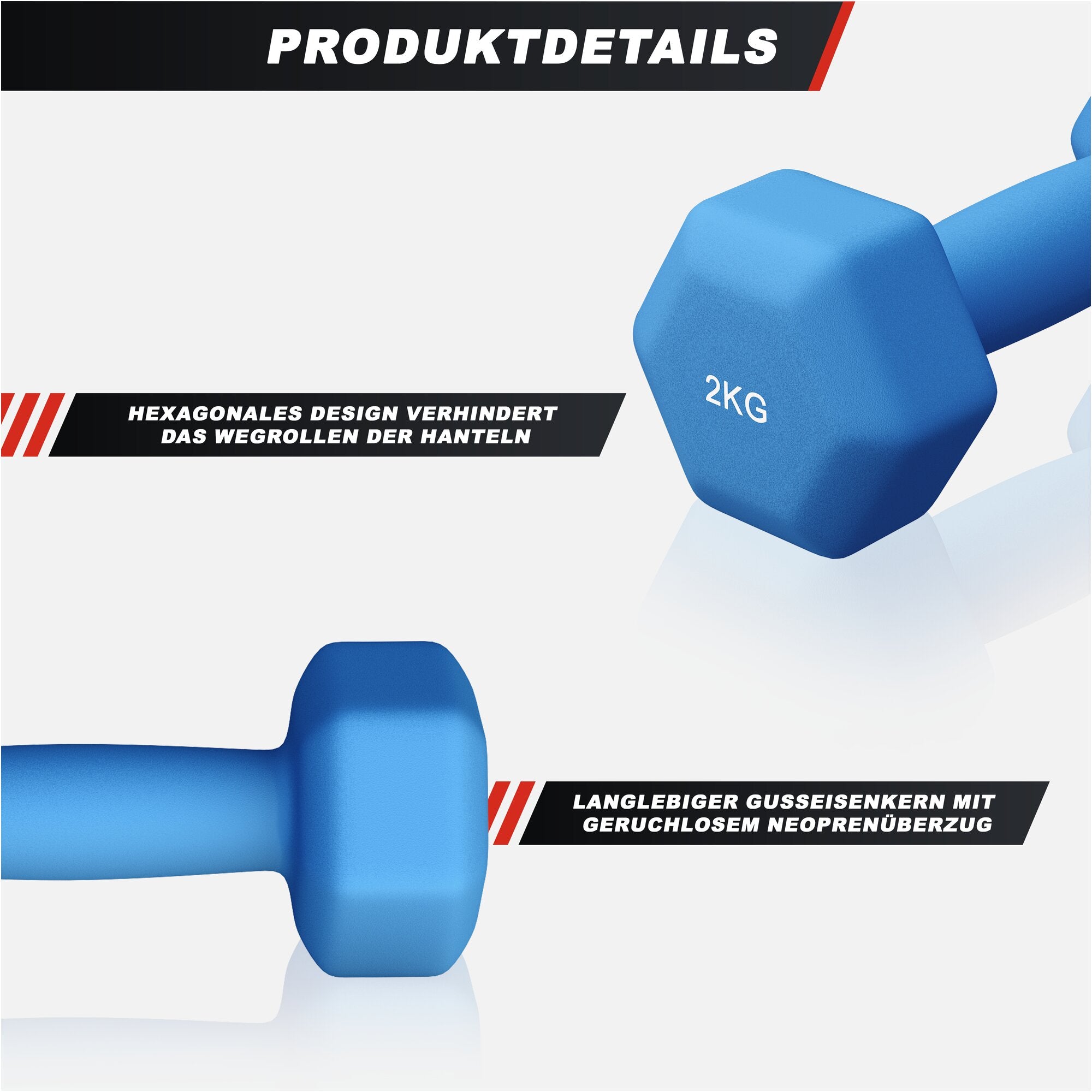 gyronetics-e-series-kurzhanteln-neopren-hexagon-2x5kg-10kg-set image 7