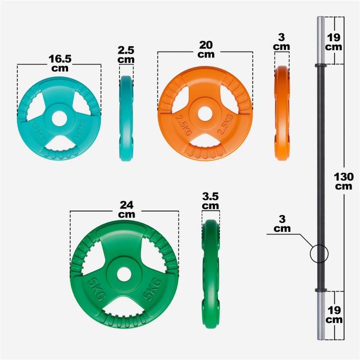 gyronetics-e-series-langhantel-set-aerobic-gummi-19-5-kg-schwarz image 3