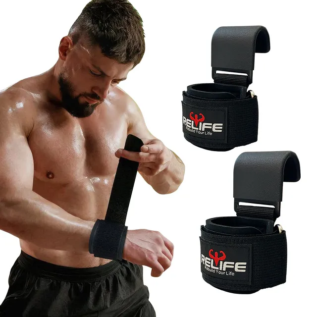 relife-dumbbell-zughaken-griffhilfen-paar-schwarz image 1
